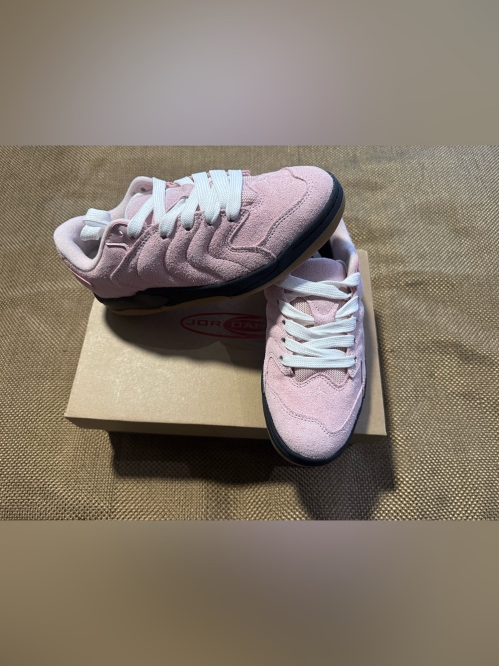 Jordan Session (GS) Pink Suede Low-Top Sneakers with White Laces 4.5 Youth